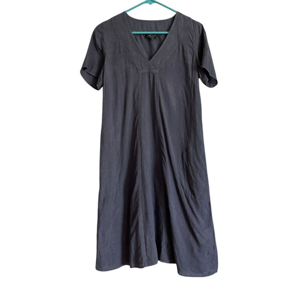 Marc O'Polo Dress Size 4 / 36 EU‎ 100% Linen Dark Blue Pullover V-neck $175